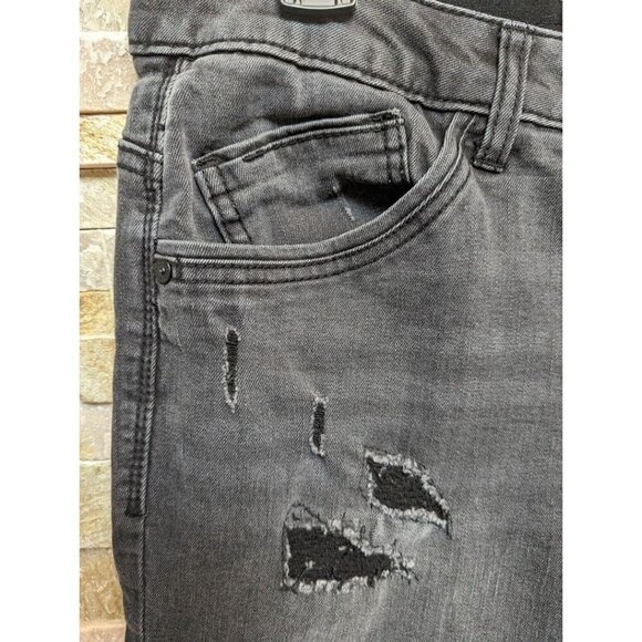 Democracy Jeans Womens Black Ab Solution Distressed mid Rise Straight Leg - Picture 4 of 7